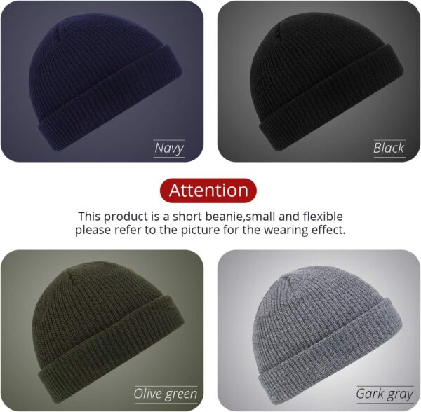 SATINIOR 4 Pieces Trawler Beanie Watch Hat Roll up Edge Skullcap Fisherman Beanie Unisex - Image 8