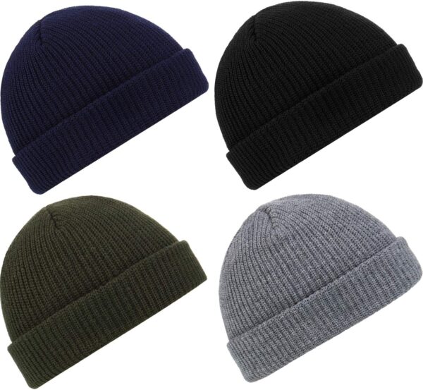 SATINIOR 4 Pieces Trawler Beanie Watch Hat Roll up Edge Skullcap Fisherman Beanie Unisex - Image 7