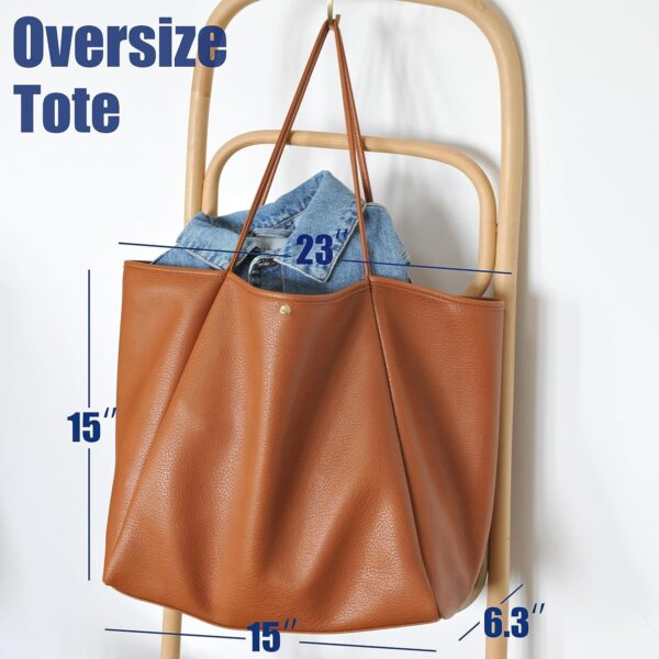 Oversize Vegan Leather Tote Women Weekender Bag Shopper Handbag Travel Purse - Image 3